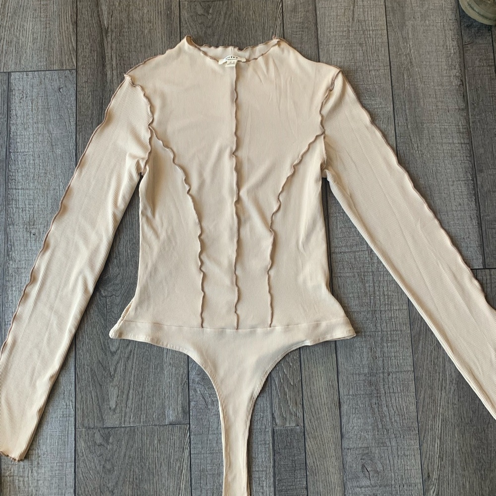 Privy Beige Long Sleeve Bodysuit